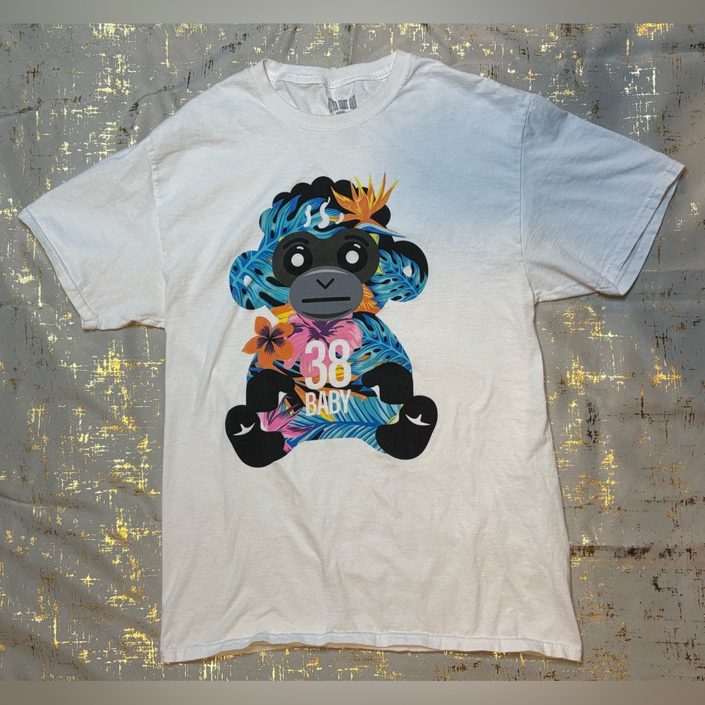 Men's White Shirt with Colorful Gorilla Design